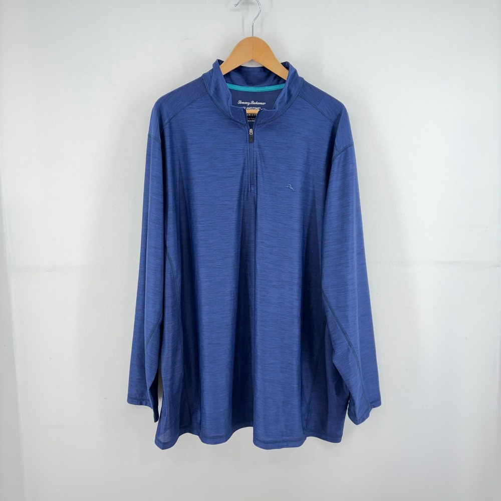 Tommy Bahama IslandZone Mens 2XL Blue 1/4 Zip Pullover Mesh Panels Beach Boat